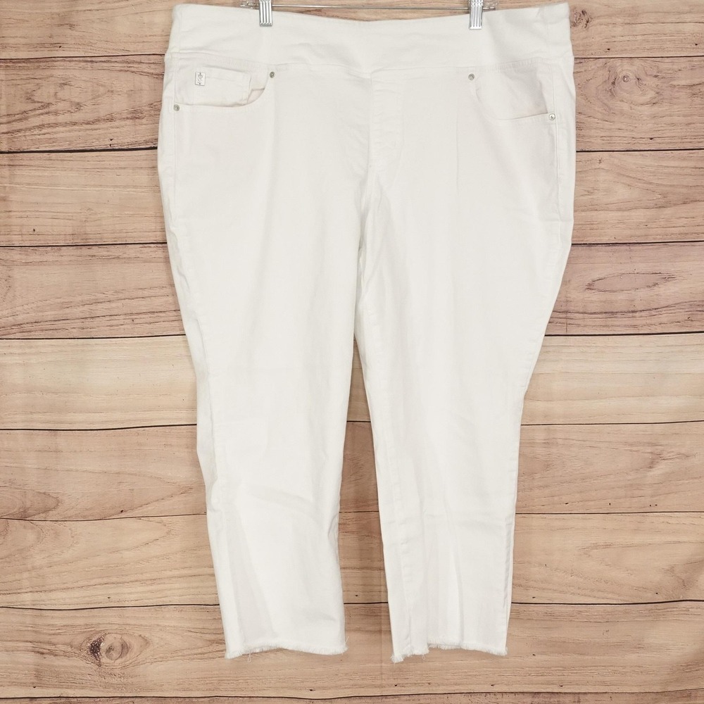 Belle Kim Gravel Cropped Relaxed Jeans Womens 24W White Stretch 43x23 Denim